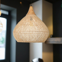 Lampe suspendue en rotin tissé à la main, style rustique vintage, dimmable, garantie 2 ans, pour la décoration intérieure, hôtel, lustres