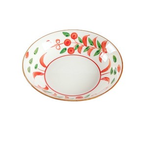 Assiette à dessert en céramique peinte à la main, motif végétal rond, sous glaçure, style oriental, pour les fêtes - Product Image 1