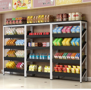 Exhibidor de Metal y Madera de Una Cara para Supermercado, Ligero, para Vino, Refrigerios, Alimentos Frescos, Frutas Secas, Verduras, Venta al por Menor, 4-5 Niveles - Product Image 5