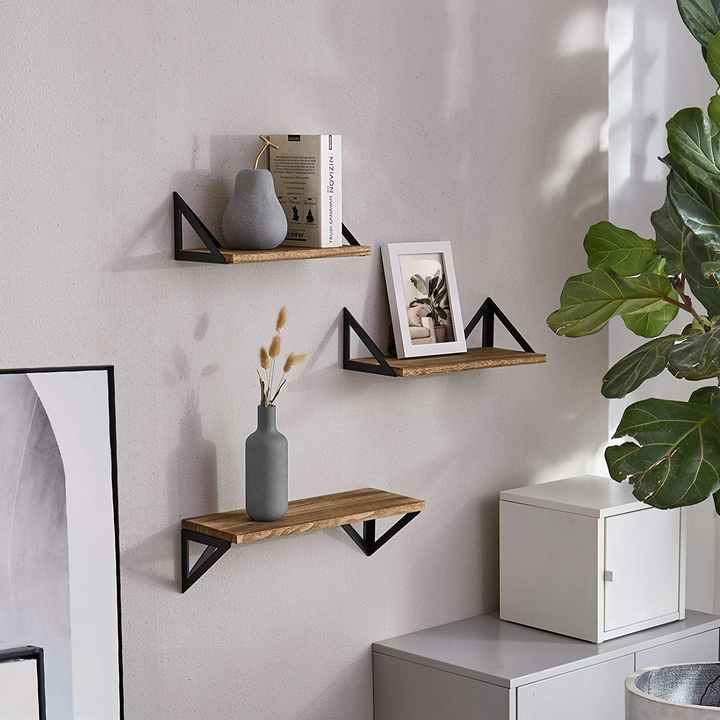 Estanterias Madera HOMCOM Estantería De Pared De 3 Niveles Estante Flotante De Madera Para Salón Dormitorio Comedor 51x15x63,5 Cm Natural | España Baldas Pared