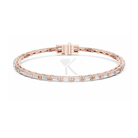 KRUP JEWELS Modèle KJB 12 Bracelet barre en or massif 14K unisexe de luxe, serti de diamants de laboratoire taille baguette East West 4,00 x 2,00 mm