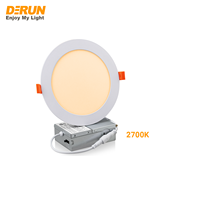 Plafonnier LED encastré rond 12W 5CCT à couleur sélectionnable 120V avec cadre en aluminium, LPL-RECESSED-5CCT