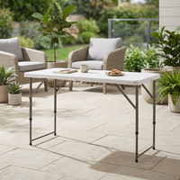 Table pliante moderne en polyéthylène, portable, pour l'extérieur, la maison, le camping, le bureau, avec structure en métal