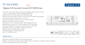 Driver LED Dimmerabile a Corrente Costante Skydance 10-42V 150-450mA 12W Zigbee, <span class=keywords><strong>2</strong></span> Canali, Controllo Tuya/Vocale PT-12A-<span class=keywords><strong>2</strong></span>-WZS - Product Image 2