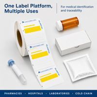 Medische labelrollen, direct thermisch, zelfklevend, barcode- en QR-code stickers voor apotheekflessen en koudeketenverpakkingen