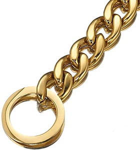 14mm Luxury Durable Monochrome Pet <b>Dog</b> Collar Stainless Steel Cuban Chain Lock Buckle Gold Silver <b>Dog</b> <b>Leash</b> - Product Image 3