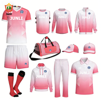 Ensemble d'uniformes de football personnalisés imprimés par transfert thermique, respirants, antibactériens, avec pantalon à taille élastique, numéros et noms d'équipe personnalisés