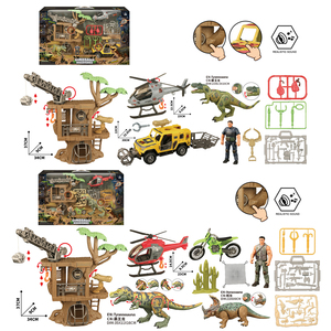 Jouet <span class=keywords><strong>de</strong></span> jeu d'imitation avec figurines <span class=keywords><strong>de</strong></span> dinosaures en plastique mobiles et arbres, pour la <span class=keywords><strong>chasse</strong></span> à l'homme et aux voitures - Product Image 2