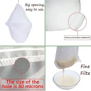 80 micron porca saco de leite-12x12 polegadas-uso múltiplo filtro de alimentos reutilizável