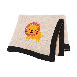 Coperta in pile per <span class=keywords><strong>passeggino</strong></span>/coperta in maglia per neonati in cotone super morbido con motivo jacquard leone di lusso Mimixiong OEM - Product Image 1