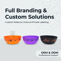 Bol de service réutilisable en plastique pour Halloween, bac à bonbons, seau à snacks, vaisselle de fête, godet à popcorn, récipient pour friandises, décoration