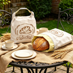 Sac à pain en coton réutilisable en cire d'abeille pour marque privée, sac <span class=keywords><strong>de</strong></span> conservation pour pain au levain, sacs <span class=keywords><strong>de</strong></span> courses en toile imprimés sur mesure 33*43CM - Product Image 5