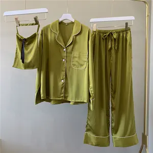 2019 مصنعين لينة السيدات بيما مثير النساء قطعتين بيجامة الحرير الحرير ملابس خاصة مجموعات رخيصة بيجامة مجموعة