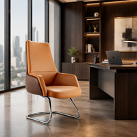 Chaise de bureau exécutive ergonomique en métal et fer, siège en mousse moulée, hauteur réglable, base pivotante, dossier haut, support lombaire, pour bureau à domicile