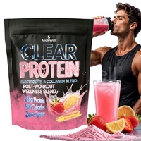 Poudre de protéines Aeglewell Clear Protein Powder à la limonade fraise avec électrolytes, peptides de collagène, sans sucre, sans lactose