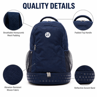 Sac à dos de voyage pour ordinateur portable, personnalisé, durable, tissé, avec fermeture éclair, compartiment séparé pour chaussures, poche pour trolley, panneau dorsal respirant, imperméable, 31L