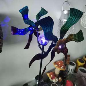 Solar Garden Windmill <b>Light</b> LED Outdoor Decorative <b>Flower</b> Stake Water Resistant Free Standing 2 Year Warranty - Product Image 2