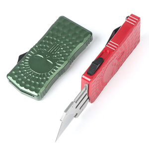 High-End CNC Alumínio <span class=keywords><strong>OTF</strong></span> Utility Knife SK-5 High Carbon Steel Blade Combat Camping Knife Skull Pattern DIY Grade OEM - Product Image 5