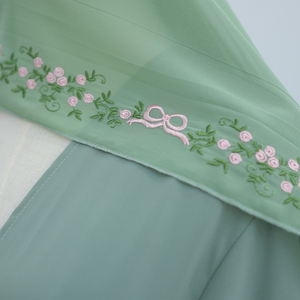 Loriya Top abaya các nhà sản xuất hồi giáo quần áo Dubai abaya và hijab thêu tay áo 2pcs Thiết lập mùa hè khiêm tốn mở abaya - Product Image 5