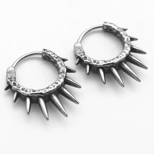 Pendientes de aro yúnique con diseño de púas, de acero de titanio, unisex, joyería geométrica de moda, pendientes de aro redondos de acero inoxidable 316 - Product Image 1