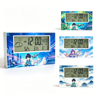 Reloj Despertador Digital LCD Transparente Personalizado con Diseño de Paisaje de Dibujos Animados, para Turismo, Festivales, Regalos Promocionales, para el Dormitorio