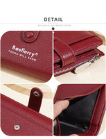 Dompet pendek Baellerry Premium berbahan kulit PU tekstur litchi dengan banyak slot kartu dan tempat koin