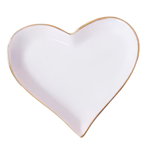 Logotipo personalizado de alta calidad de cerámica en forma de corazón Placa de joyería bandeja de plato de baratija con borde dorado para exhibición de joyería - Product Image 2
