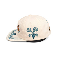Casquette à visière plate brodée, motif hôtelier vintage, broderie bicolore, casquette snapback unisexe, logo personnalisé, OEM, vente en gros