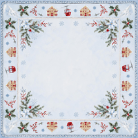 Tapis de jeu de mahjong pour chalet de ski alpin d'hiver, motif houx de Noël et flocon de neige, antidérapant, insonorisant, pour table de jeu américaine