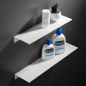 Étagère de rangement de salle de bain noire sans perforation, support minimaliste pour gel douche, plateau d'angle mural, écologique et moderne - Product Image 2