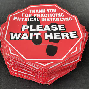 Señal de advertencia de distancia social antideslizante personalizada, impresión Digital, calcomanías adhesivas para suelo de baldosas de mármol - Product Image 1