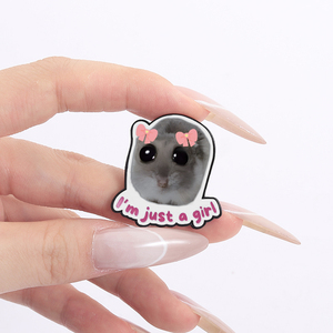 Épinglette en émail « Je suis juste une fille » : adorable broche de dessin animé de hamster, badge de revers, bijou créatif, cadeau pour enfants, amis, vente en gros - Product Image 4