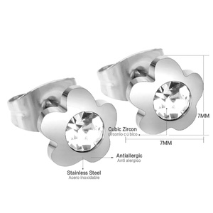 Pendientes de Cristal al por Mayor de China, Pendientes de Zirconia de Acero Inoxidable Chapados en Oro a Precio Económico para Niñas, Pendientes Lindos Estilo Coreano - Product Image 6