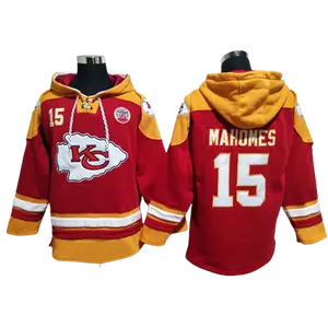 Áo Nỉ Đội Trưởng Áo Hoodie Đội Bóng Mỹ Design15 Mahomes 87 Kelce 58 Thomas Áo Chui Đầu Cho Nam Trang Phục Bán Chạy