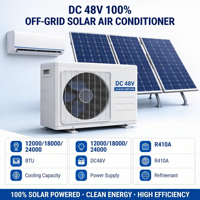 Climatiseur solaire 18000 BTU 48V DC à onduleur, type split, alimenté à l'énergie solaire pure pour grandes pièces