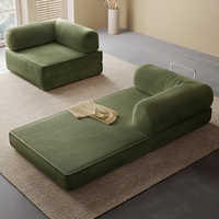 Canapé-lit minimaliste italien avec rangement enroulable, revêtement en tissu artistique, dossier rembourré, sans accoudoirs, structure entièrement en mousse