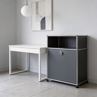 Table de chevet modulaire convertible personnalisable en bois massif moderne avec plateau en marbre et 2 tiroirs - Meubles pour chambre à coucher et salon, taille personnalisée