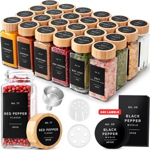 Hot Selling 4oz Glass <b>Spice</b> <b>Jars</b> With Bamboo Lid Seasoning <b>Jars</b> <b>Set</b> <b>Spice</b> Storage Box <b>Jar</b> for Kitchen - Product Image 1