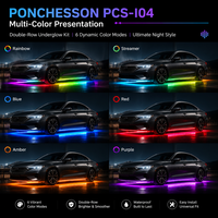 PCS I04 Kit de 6 Lumières LED RGBIC Double Rangée pour Effet Sous-Éclairage, Contrôle par Application, Couleurs Rêveuses, Étanche IP68