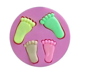 4 Hole Cute Baby Feet Silicone Fondant Cake Mold