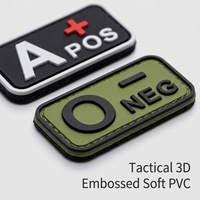Parches Personalizados con Logotipo 3D de Grupo Sanguíneo (A+B+AB+O) en PVC y Goma con Cierre de Gancho y Bucle para Cascos/Gorras