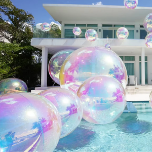 Bóng gương bơm hơi bạc, có thể tái sử dụng, bóng lớn sáng bóng, trang trí sự kiện lớn, bóng bay PVC, bóng bay disco cho tiệc tùng - Product Image 2