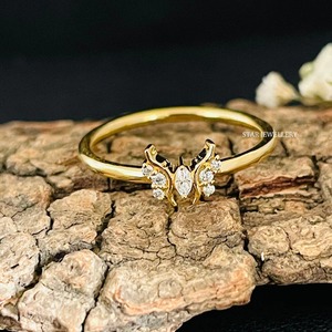 14K แข็งทองแล็บปลูกแหวนทองผีเสื้อเพชรสำหรับเธอ - Product Image 3