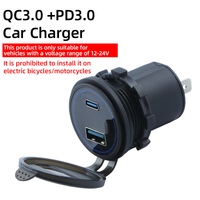 Adaptateur de chargeur USB-C double QC 3.0 avec prise de courant USB-A PD 12/24 V pour camping-car, voiturette de golf, moto marine, avec couvercle