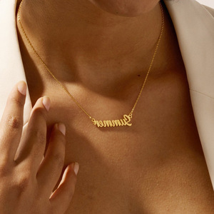 <span class=keywords><strong>Collier</strong></span> chaîne tendance plaqué or 18 carats, <span class=keywords><strong>collier</strong></span> personnalisé avec nom, bijoux en acier inoxydable, cadeau fête <span class=keywords><strong>des</strong></span> Mères - Product Image 3