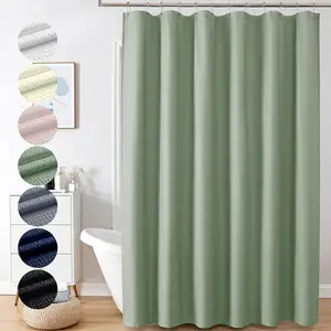 Rideau de douche en tissu à chevrons texturé gaufré 3D Ensemble de rideaux de douche en tissu lavable et imperméable avec crochets