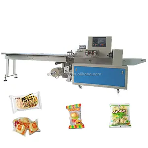 Machine à emballer les aliments horizontale automatique à écoulement de type oreiller pour emballage de biscuits/gaufrettes/biscuits/pain Servo complet automatique multifonction