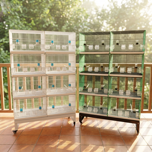 Grande Cage Oiseaux Multiniveau Avec Roulement Cage Volière Métallique Perruches Reproduction Cage Empilable Portable - Product Image 6