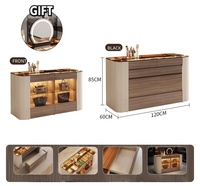 HJ HOME Commode moderne en cuir rembourrée pour le rangement de la chambre à coucher Armoire d'organisation avec chaise Vestiaire Île Tiroirs d'affichage de bijoux