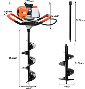 Trivella a Terra a Benzina 63CC, Macchina per Scavare Buche per Pali, per Giardino e Fattoria, Trivella Professionale per Terreno - Product Image 3